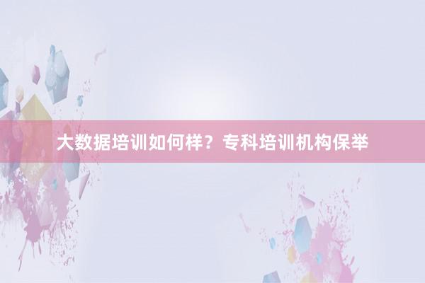 大数据培训如何样？专科培训机构保举